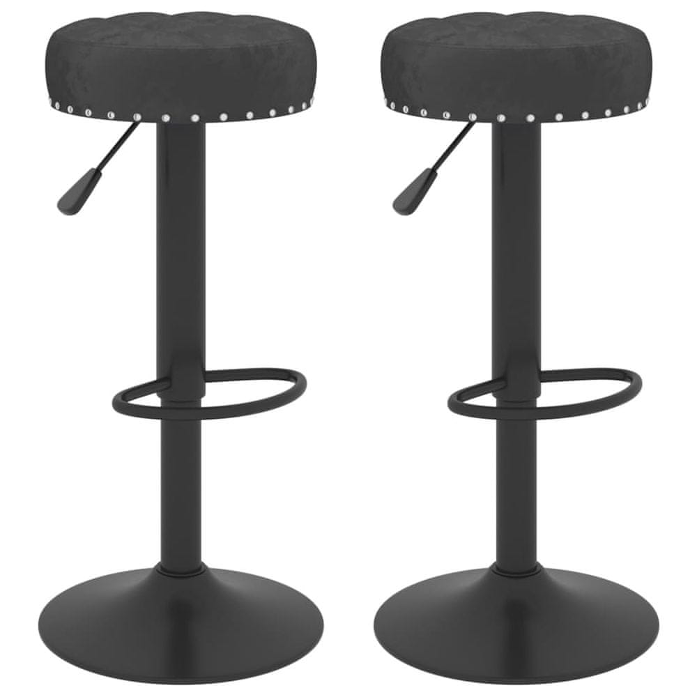 Vidaxl Barové stoličky 2 ks, čierne, zamat
